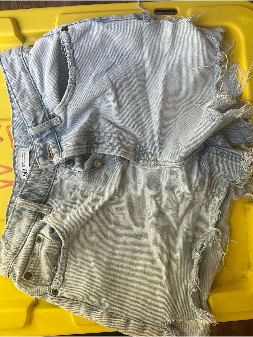 Zara Light Blue Washed Denim Shorts